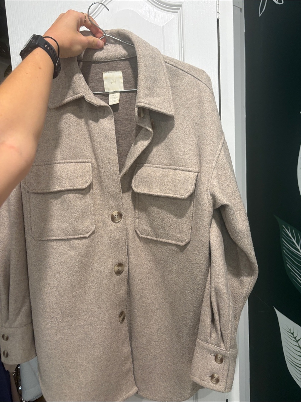 H&M Beige Oversized Utility Shacket